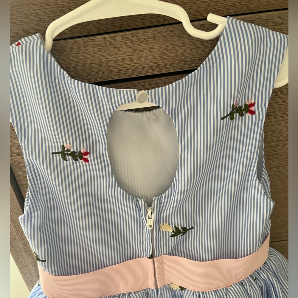 NWOT-Flower print pin stripe toddler dress - Picture 3 of 4